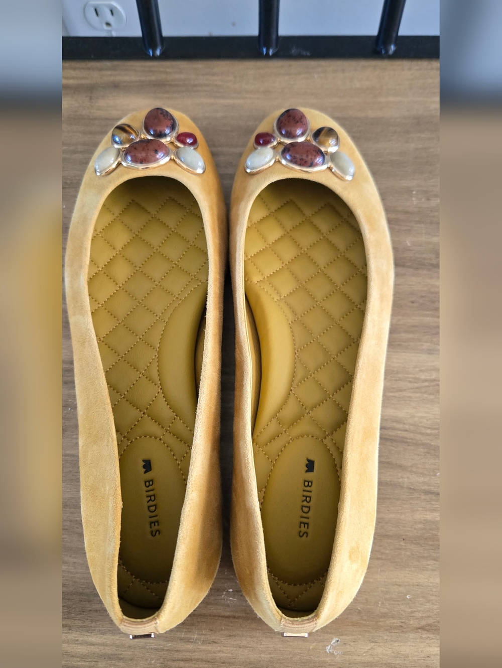 Birdies Hummingbird Flats In Mustard Yellow Suede - Picture 6 of 8